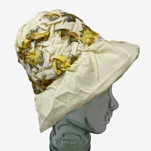 Handmade Versatile Satin Sateen Bucket Flower Pot Cloche Ivory Yellow 60s
